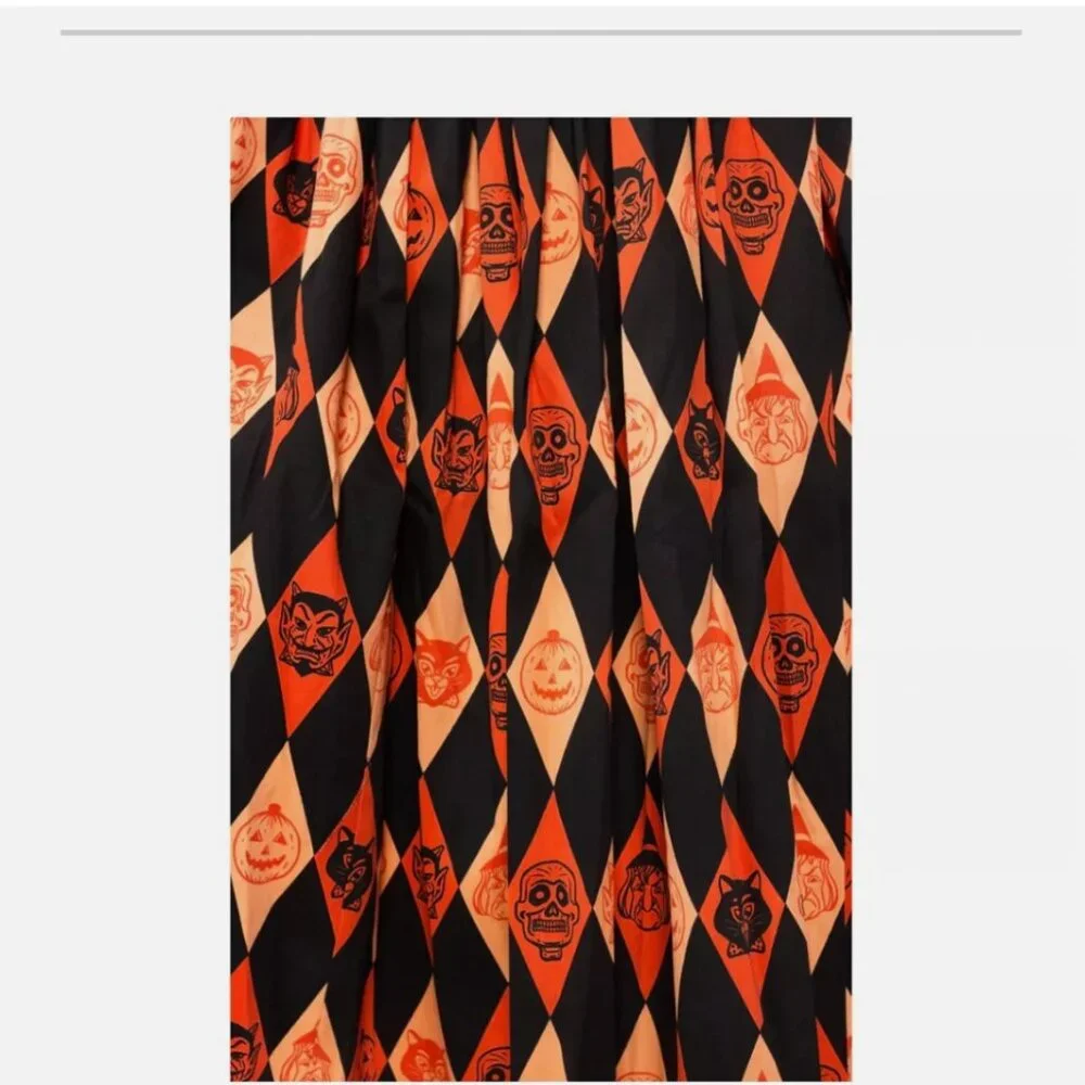 VIXEN BEN COOPER Trick R Treat Swing Skirt Halloween Pleated Retro Whimsigoth - Picture 9 of 16